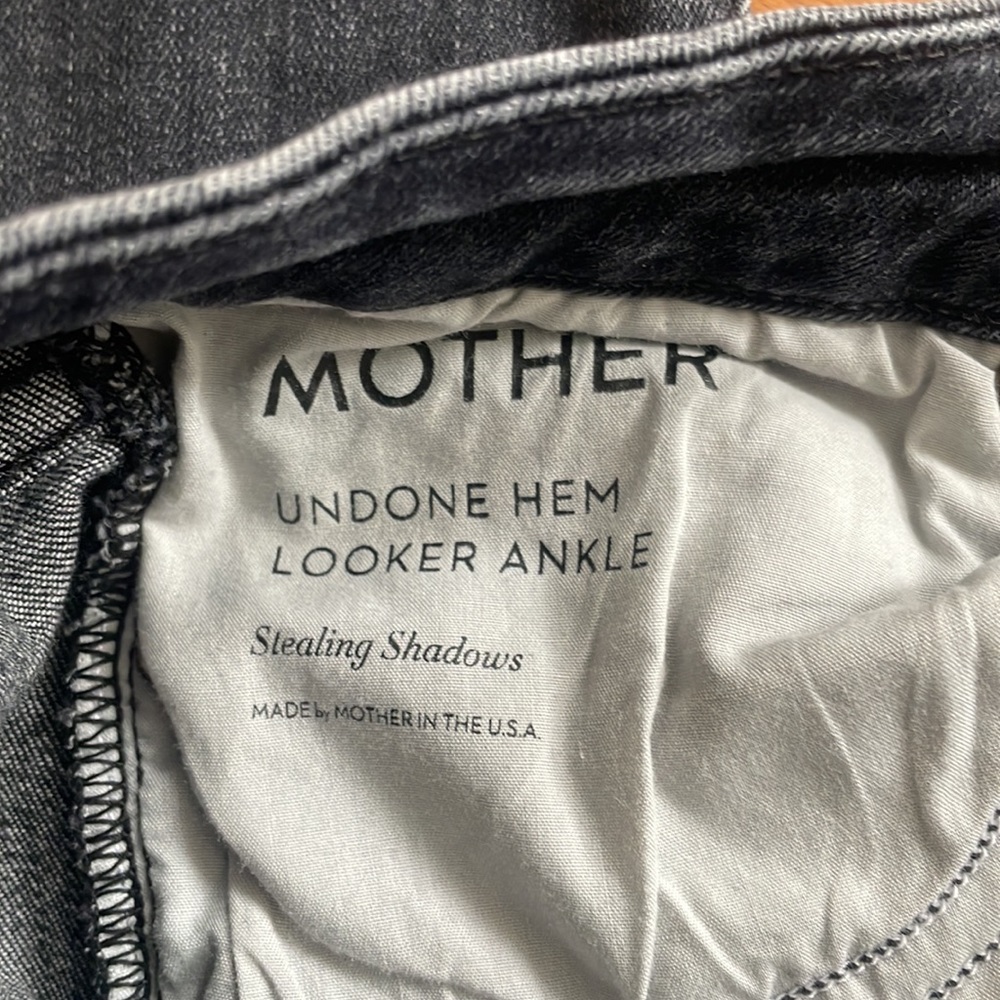 MOTHER denim, Undone Hem Looker Ankle, Black Jeans, size 28 - Picture 8 of 9